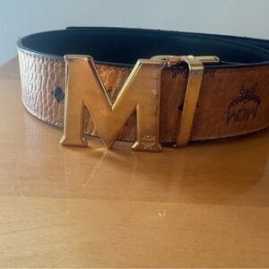 Authentic MCM Tan Leather Belt